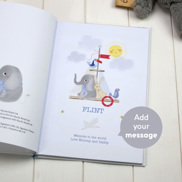 Personalised Baby Record Book with Plush Elephant product image