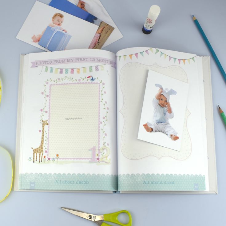 Personalised Baby Record Book with Plush Elephant The Gift Experience