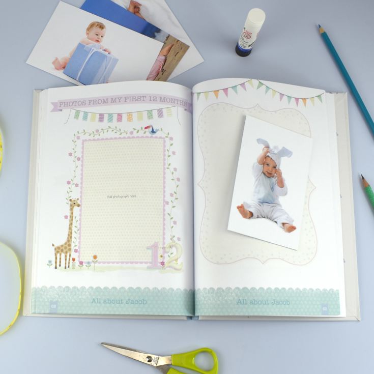 Personalised Baby Record Book with Plush Elephant product image