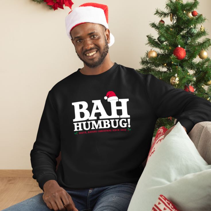 Personalised Bah Humbug Black Sweatshirt product image
