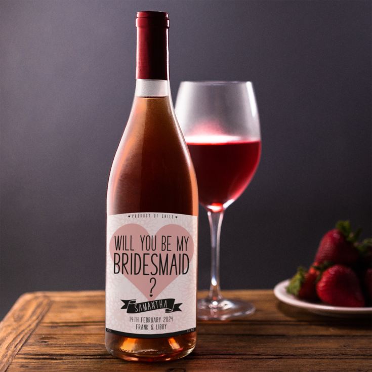 Personalised Be My Bridesmaid Rose Wine product image