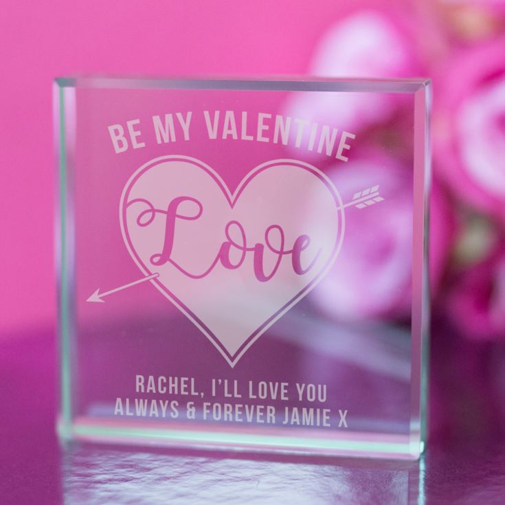 Engraved Valentines Day Glass Keepsake product image