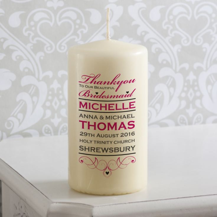 Personalised Beautiful Bridesmaid Wedding Candle product image