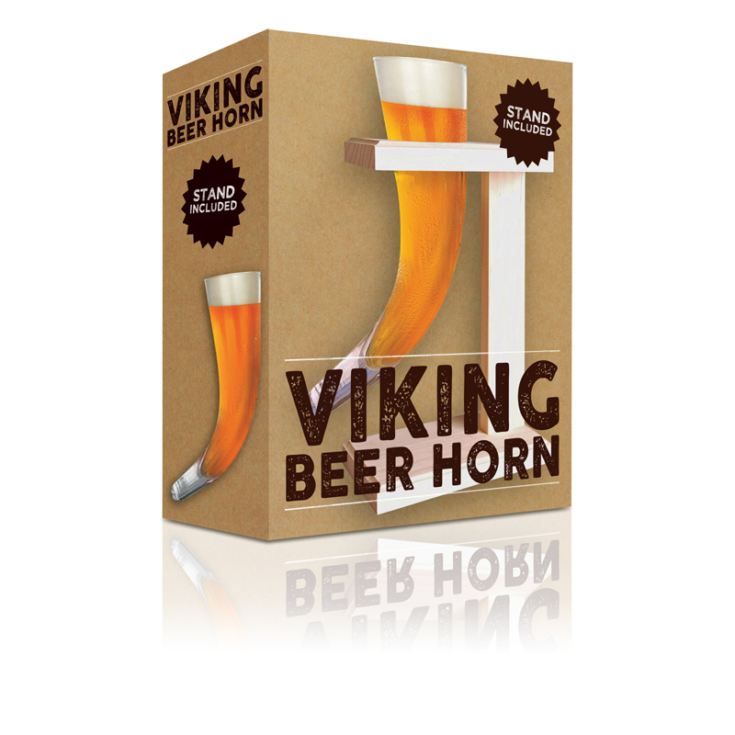 Viking Beer Horn With Personalised Wooden Stand product image