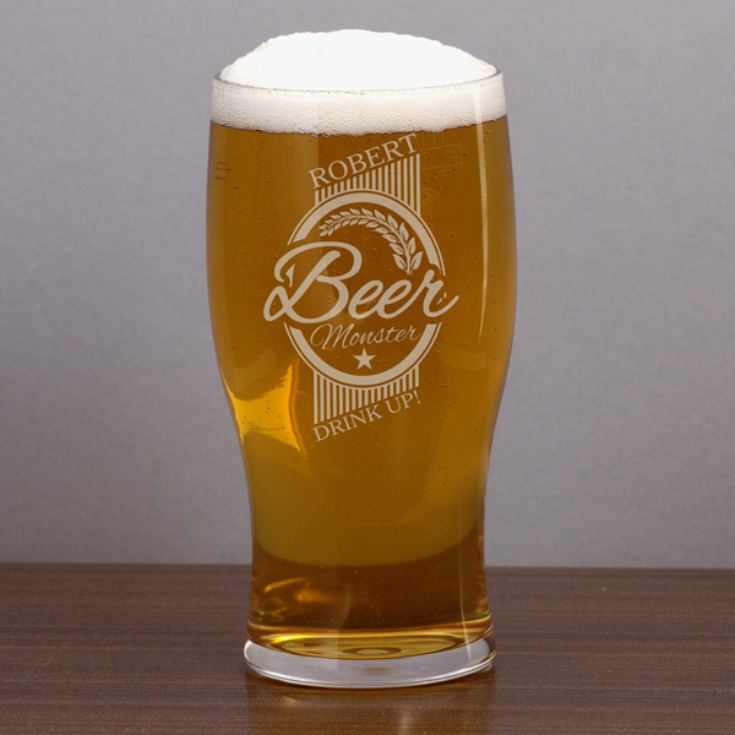 Personalised Beer Monster Pint Glass product image
