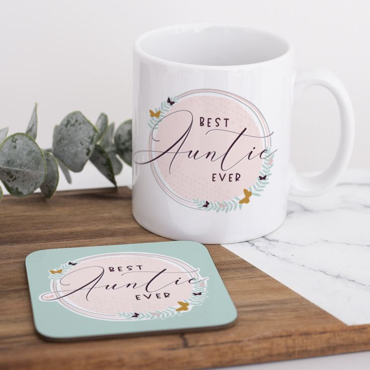 Personalised Best Auntie Ever Mug And Coaster Set product image