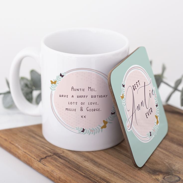 Personalised Best Auntie Ever Mug And Coaster Set product image