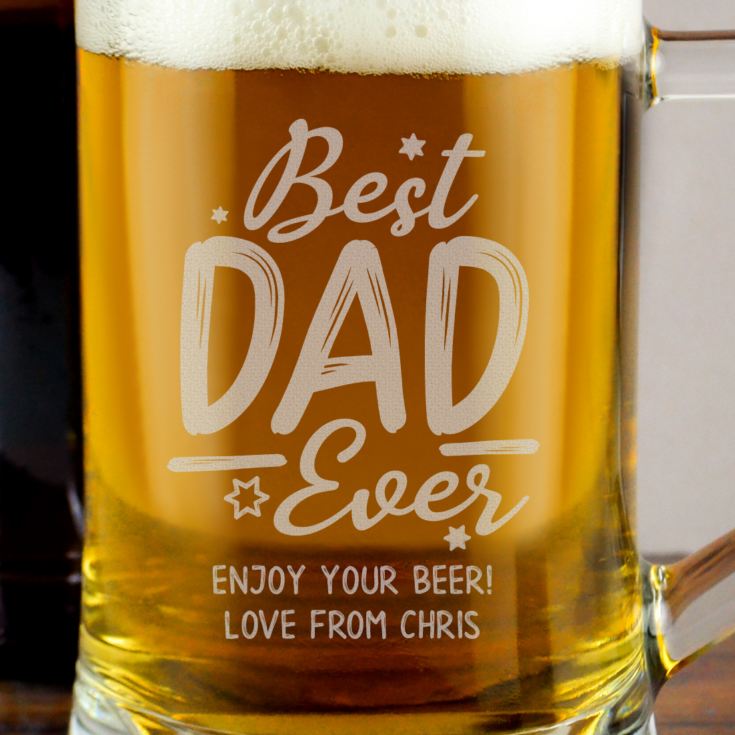 Personalised Best Dad Ever Glass Stern Tankard product image