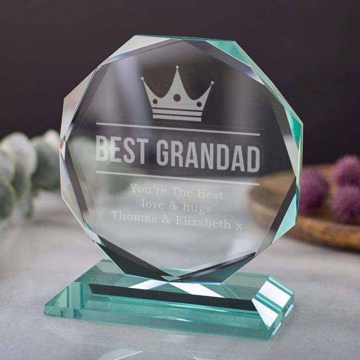 Personalised Best Dad Glass Octagon Award product image