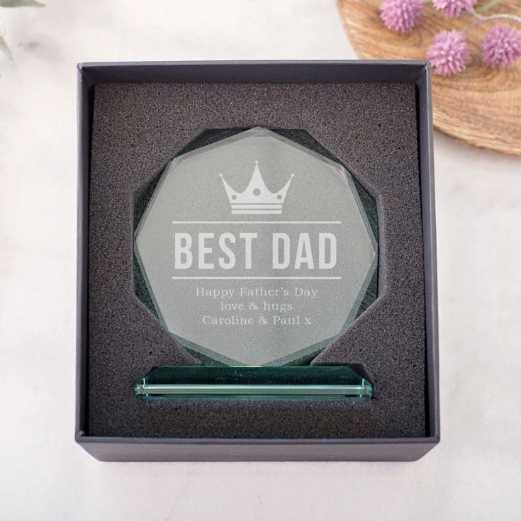 Personalised Best Dad Glass Octagon Award product image