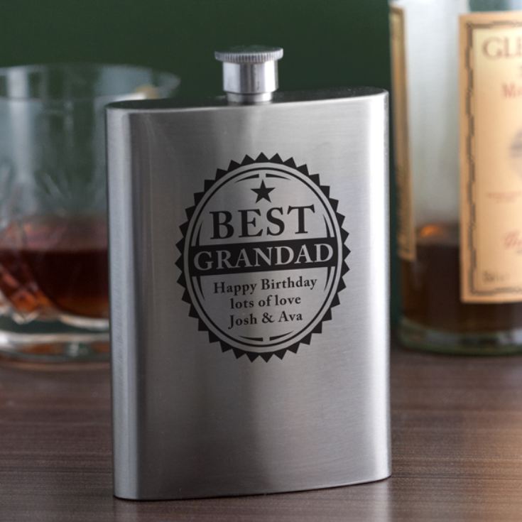 Personalised Best Grandad Hip Flask product image