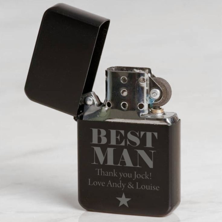 Personalised Best Man Black Petrol Lighter product image