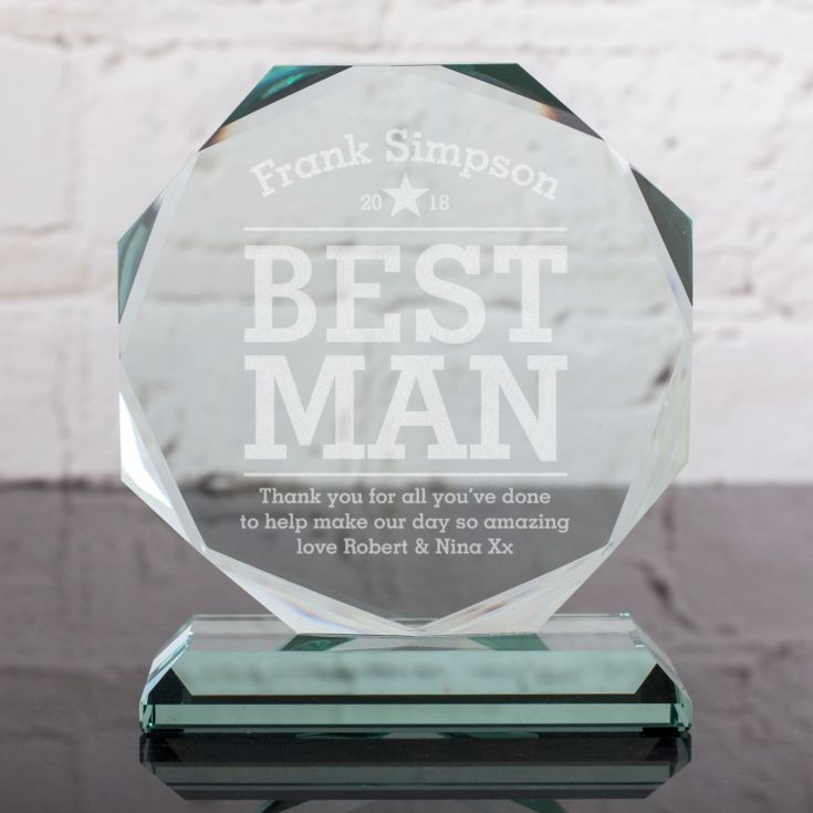 Personalised Best Man Glass Octagon Award product image