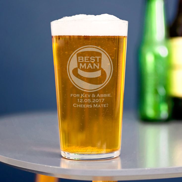 Personalised Best Man Straight Sided Pint Glass product image