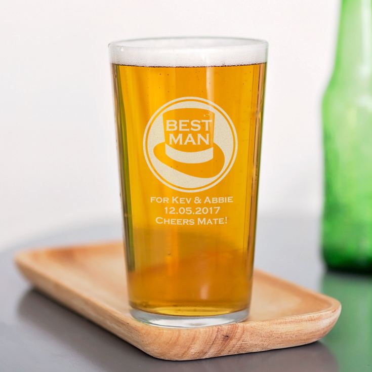 Personalised Best Man Straight Sided Pint Glass product image