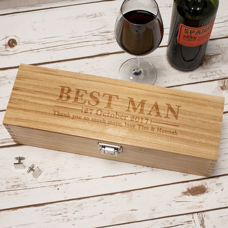 Personalised Best Man Luxury Wooden Wine Box product image