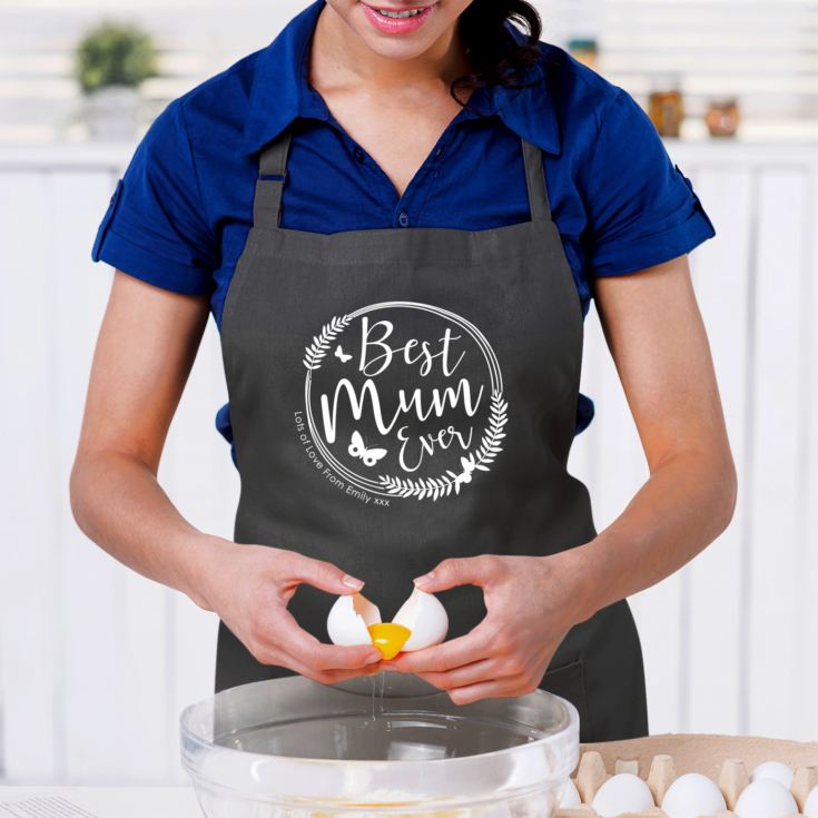 Personalised Best Mum Ever Grey Apron product image
