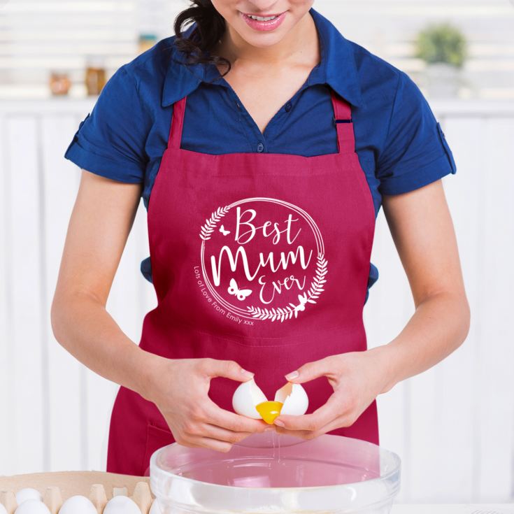 Personalised Best Mum Ever Pink Apron product image