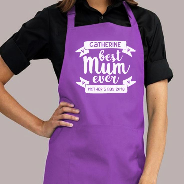 Personalised Best Mum Ever Purple Apron product image