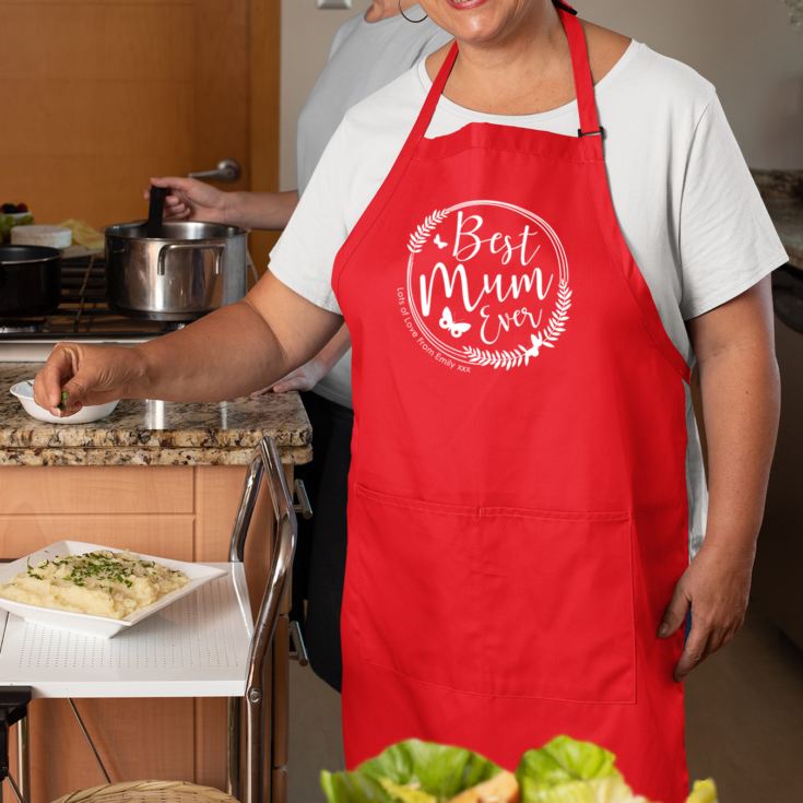 Personalised Best Mum Ever Red Apron product image