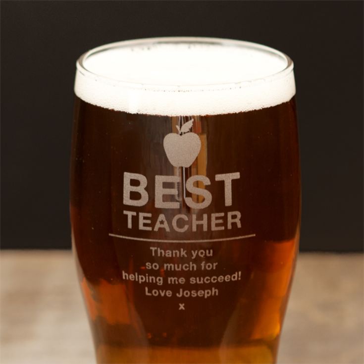Personalised Best Teacher Pint Glass product image