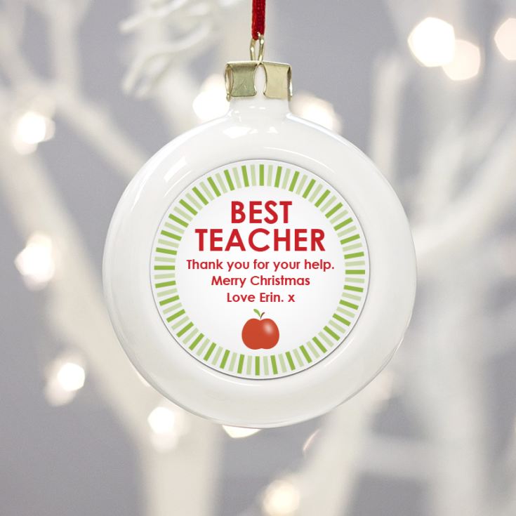 Personalised Best Teacher Christmas Bauble The Gift Experience
