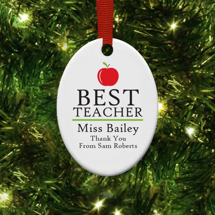 Personalised Best Teacher Oval Hanging Ornament product image