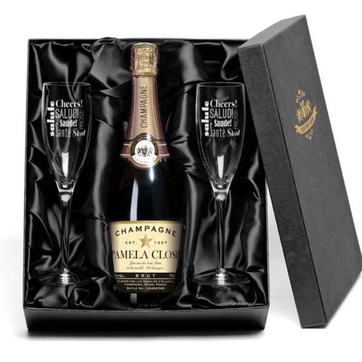 Champagne with Personalised Label and Flutes Gift Set product image