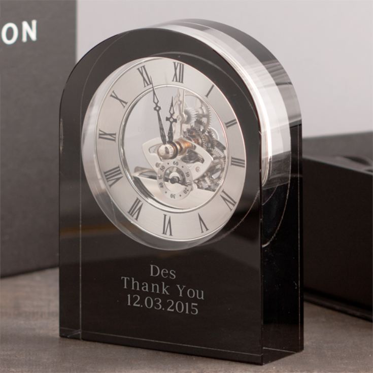 Personalised Dartington Curve Black Crystal Clock The Gift Experience