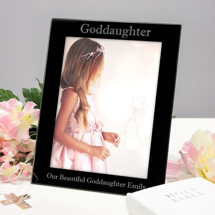 Personalised Goddaughter Black Glass Photo Frame product image