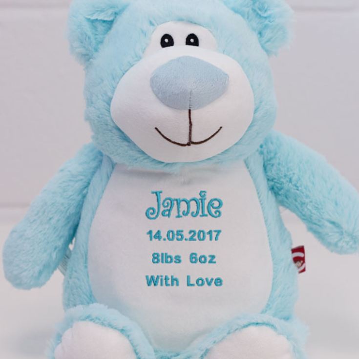 Personalised Embroidered Cubbies Blue Bear Soft Toy product image
