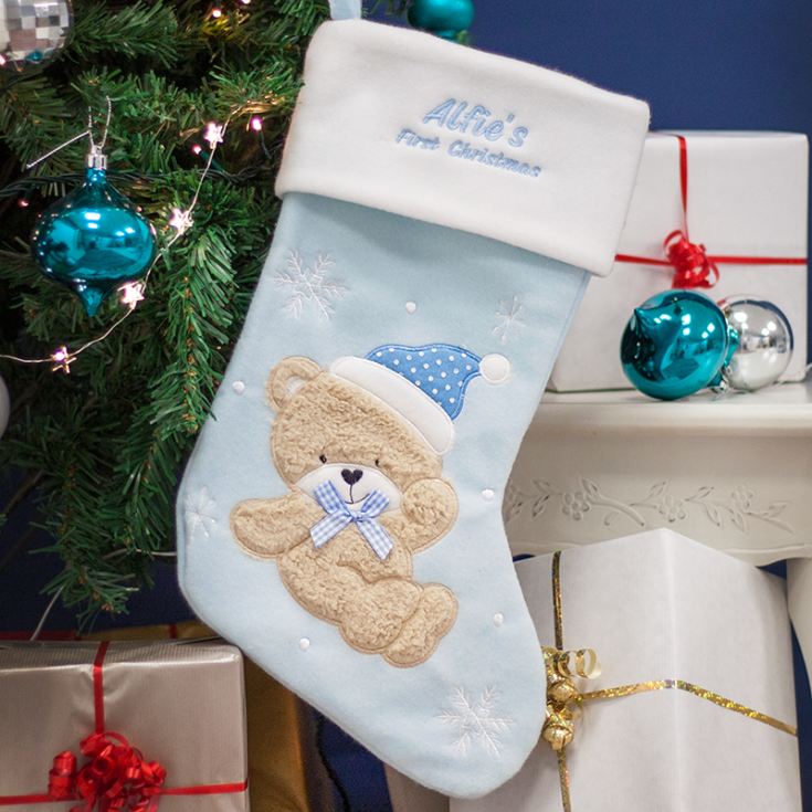 Personalised Luxury My First Christmas Stocking - Blue
