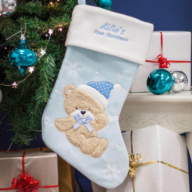 Personalised Luxury My First Christmas Stocking - Blue product image