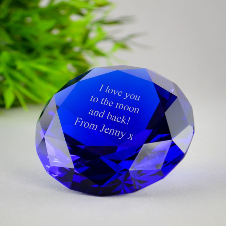 Engraved Blue Diamond Shaped Paperweight product image