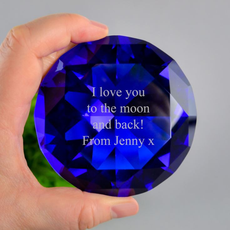 Engraved Blue Diamond Shaped Paperweight product image