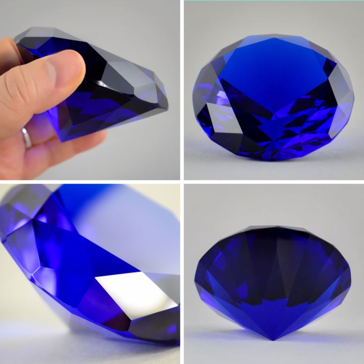 Engraved Blue Diamond Shaped Paperweight product image