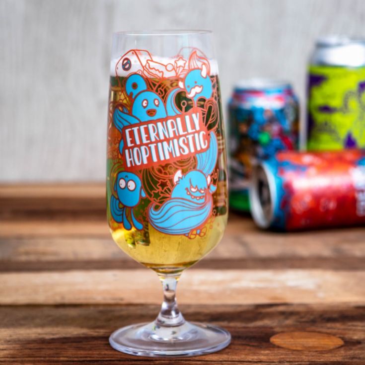 Eternally Hoptimistic Illustrated Craft Beer Glass product image