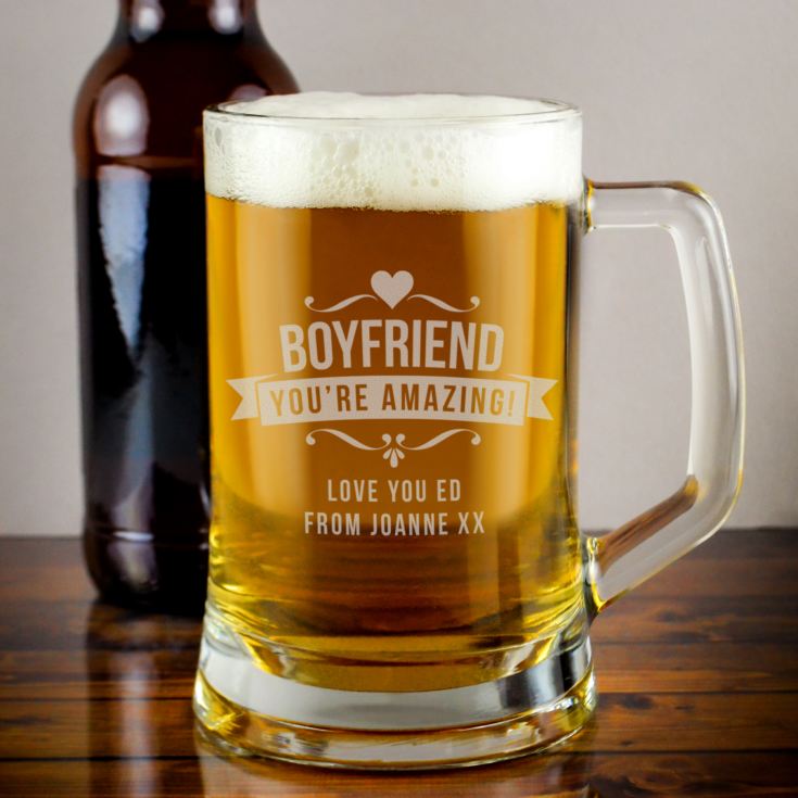 Personalised Boyfriend Glass Tankard product image