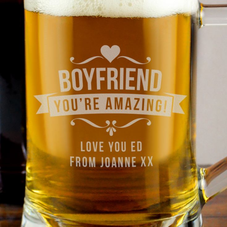 Personalised Boyfriend Glass Tankard product image