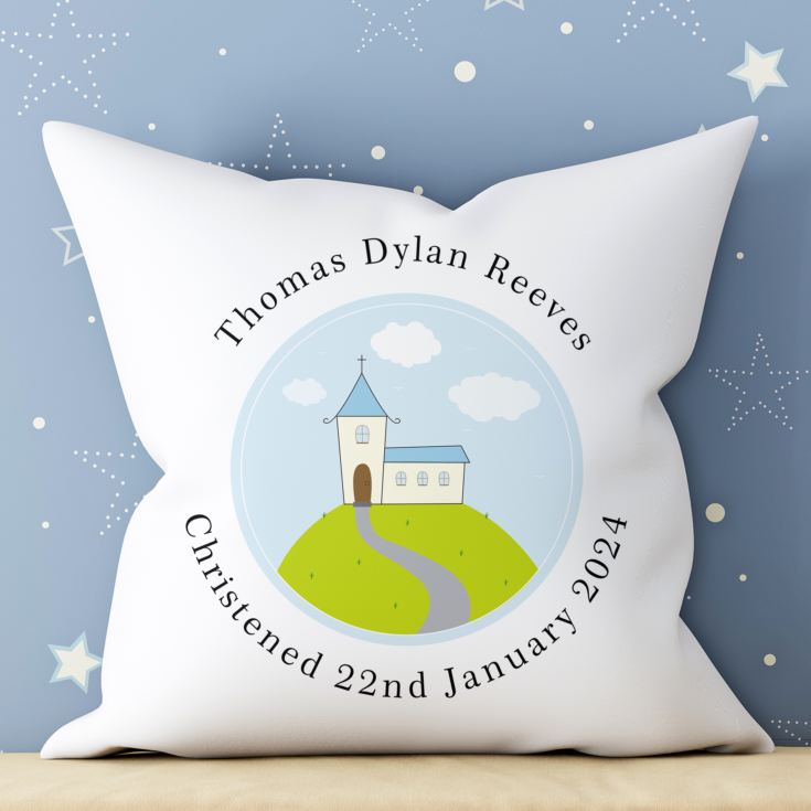 Personalised Boys Christening Cushion product image