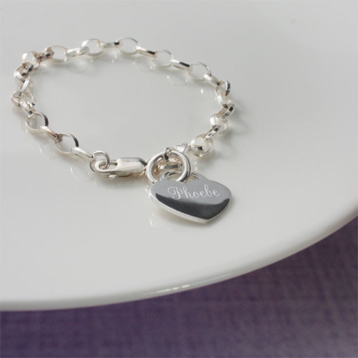Sterling Silver Link Bracelet With Heart in Personalised Box product image