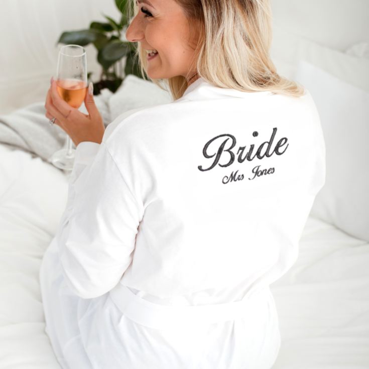 Personalised Embroidered Dressing Gown For The Bride product image