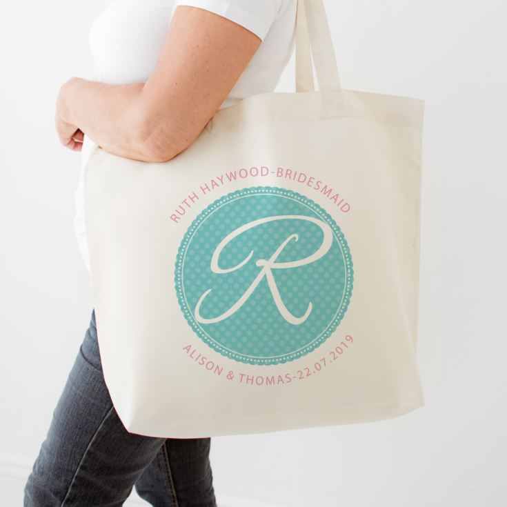 Personalised Bridesmaid Initial Cream Tote Bag product image