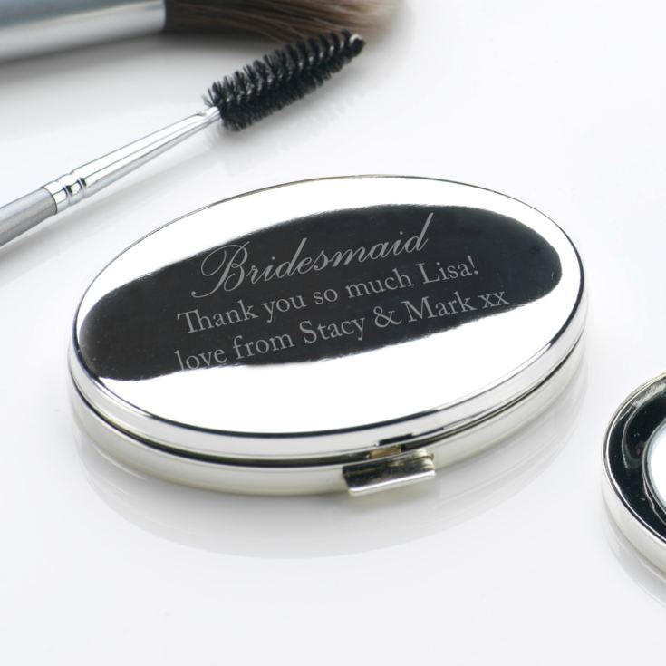 Engraved Bridesmaid Oval Compact Mirror The Gift Experience