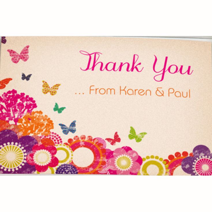 Butterfly & Flowers Personalised Thank You Stationery product image