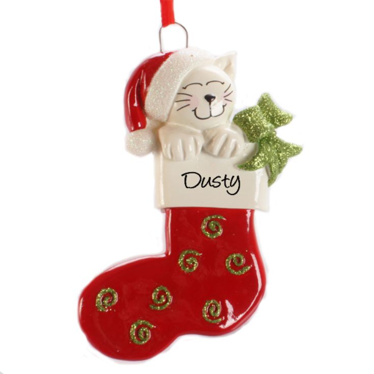 Personalised Cat In Stocking Hanging Ornament product image
