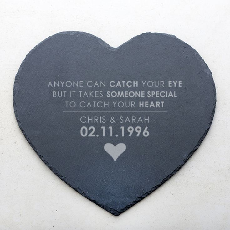 Personalised Catch Your Heart Slate Heart Placemat product image