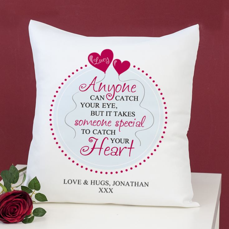 Personalised Catch Your Heart Cushion product image