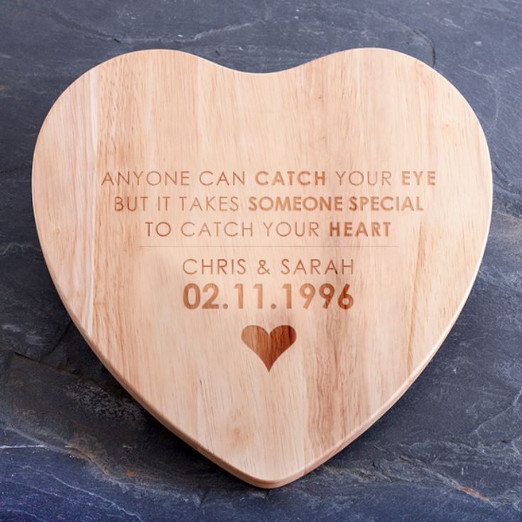 Personalised Catch Your Heart Heart Shaped Chopping Board product image