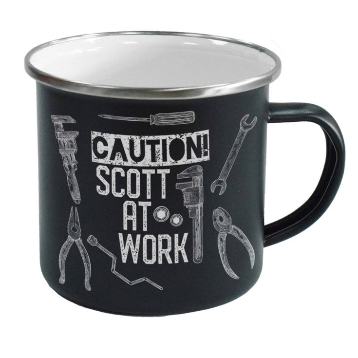 Personalised Caution DIY Black Enamel Mug product image
